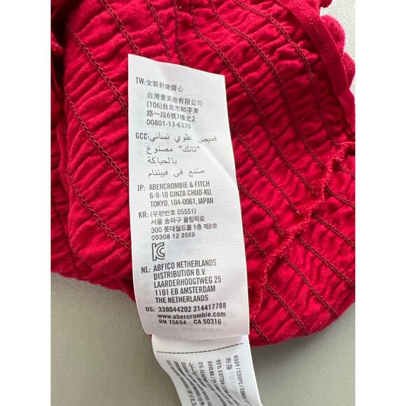 Hollister Smocked Crop Top Size Small Red Ruffled Straps Ruched Beach Surf - Picture 6 of 10